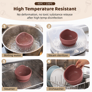 ชามสำหรับเด็กวัยหัดกินแบบพกพา ทนความร้อน ปลอดสาร BPA ป้องกันการหก สำหรับเด็กวัยหัดเดิน ใช้สำหรับป้อนอาหารที่บ้านและเดินทาง - Product Image 5