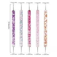 Lot de 5 stylos à double embout pour nail art : pointillage et dessin floral + outil de pose de strass – Un outil pour plusieurs techniques d'onglerie