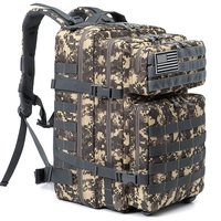 Sac à dos tactique personnalisé en usine 45L unisexe, sac Molle grand format, sac d'assaut 3 jours, polyester imperméable, antivol et tendance
