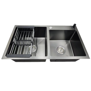 Évier Offset Undermount Évier de cuisine en acier inoxydable Drop In Double Bowl Évier de cuisine 78*45 - Product Image 5