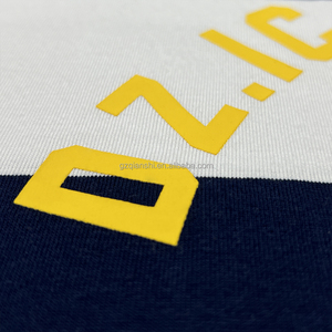 เสื้อยืดโอเวอร์ไซส์ทรงบ็อกซี่สไตล์เรโทรรักบี้ ผู้ผลิตเสื้อยืดครอป ผ้าคอตตอนหนา 100% เสื้อโปโลลายทางติดกระดุม - Product Image 5