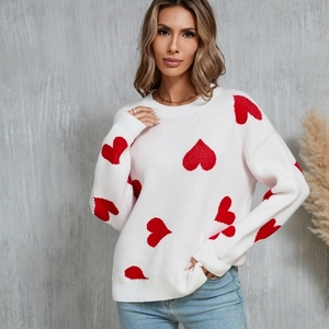 Wholesale <strong>Valentine</strong> Day Heart Fancy Pullover Women's Graphic Knit Sweater Loose <strong>Jumper</strong> for Ladies - Product Image 3