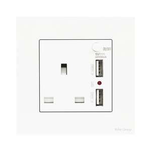 Prise murale USB blanche BS, prise électrique simple britannique 13 ampères et interrupteur - Product Image 3