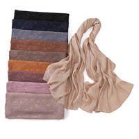 Nouveau Rose fleur imprimé froissé écharpes châles dames 180*68CM plissé froissé écharpe brillant paillettes tête Wrap Turban musulman Hijab