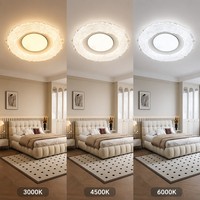 Plafonnier LED rond simple à montage encastré, design superposé, disque à éclairage doux, 3 couleurs, intensité réglable, pour chambre et salon, Zhongshan Direct