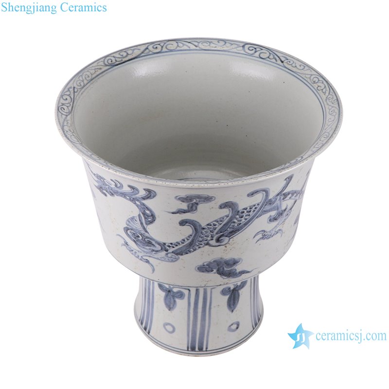 RZSX112-E景德镇高脚陶瓷花盆古代青花龙纹瓷盆| Alibaba.com