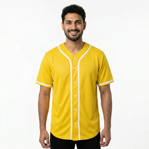 Mens Blank Baseball Jersey Button Down Shirts Plain Hip Hop Hipster Tshirts Softball Sports Active Tee - Product Image 1