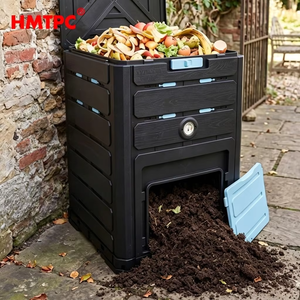 Compostiera da Esterno 300L Resistente ai Raggi UV, in PP, per Riciclo di Rifiuti Organici con Coperchio Bloccabile e Sistema di Aerazione Interna - Product Image 6