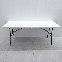 Offre Spéciale – Table Pliante Rectangulaire Moderne et Légère en Plastique HDPE Blanc pour Traiteur, Banquet, Pique-nique, Hôtel et Hôpital (Utilisation Intérieure/Extérieure)