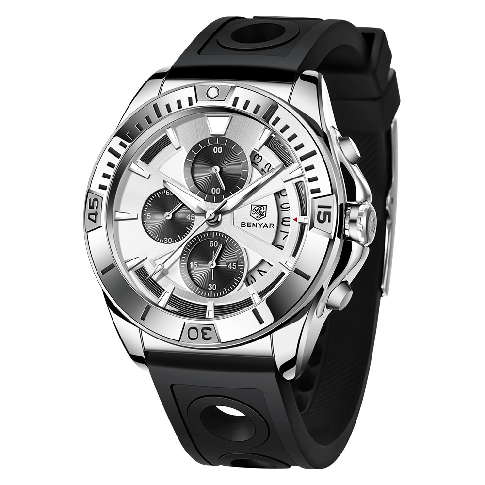 Silver White Leather band