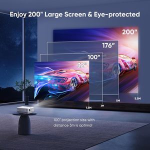 Mini projecteur de cinéma d'extérieur avec résolution 4K, prise en charge 3D, WiFi pour mise à niveau Bluetooth - Projecteur d'écran de smartphone 1080P - Product Image 5