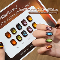 Missgooey, fabricant de vernis à ongles en gel sans HEMA sur mesure, gel UV OEM effet œil de chat, perles de verre chocolat Merard Lava Automne/Hiver, 10ml