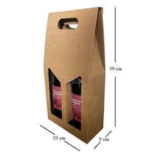 Boîte porte-bouteilles de vin, 2 bouteilles, emballage en carton, coffret cadeau, 19x9x39cm - Product Image 2