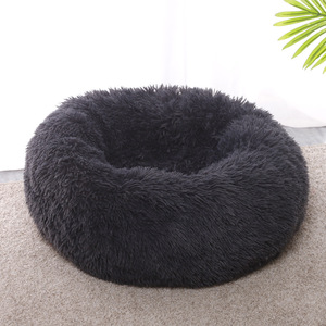 2025 diskon besar tempat tidur kucing anjing donat bulu palsu lembut bantal hewan peliharaan bulat tempat tidur hewan peliharaan mewah - Product Image 5
