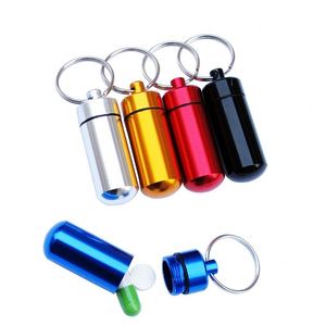 Portable Waterproof Medicine <b>Bottle</b> Keychain Outdoor Mini Aluminum Alloy <b>Pill</b> Box Keychain - Product Image 5