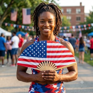 Abanico Plegable de Bambú con Diseño de Bandera Nacional Personalizada, Abanico de Mano con Forma de Libélula, Arte Folclórico, Regalo Empresarial, Venta al Por Mayor - Product Image 1