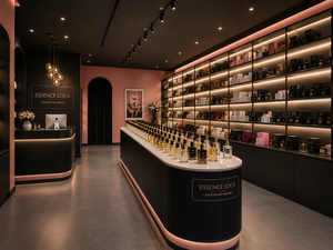 Luxury Perfume Store Design <b>with</b> Custom Commercial Furniture, Glass Display Cabinets, <b>LED</b> <b>Lighting</b> and Full Shop Fit Out - Product Image 2