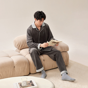 Pijamas Térmicos Casuales de Forro Polar Anzhiban Sea Island para Otoño e Invierno, Transpirables, Acolchados, de Coral, Ropa de Casa para <span class=keywords><strong>Hombre</strong></span> - Product Image 3