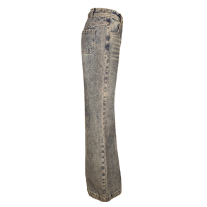 Jeans Bootcut da Donna a Vita Alta in Cotone Traspirante, Stile Retrò Effetto Stone Washed e Distressed, per Autunno Inverno, Ufficio e Pendolarismo, OEM - Product Image 4