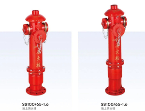 Hydrant d'incendie en fonte rouge avec capuchons et chaînes argentés, équipement de lutte contre l'incendie durable pour l'extérieur, incendies de classe A et B - Product Image 4