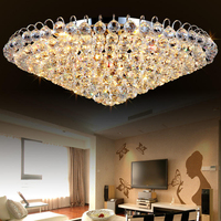 Lustre moderne européen en cristal semi-encastré, plafonnier LED en fer, suspension décorative pour villa, hôtel, hall, salon