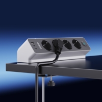 Multiprise de bureau à pince EU PD25W avec station de charge rapide, 4 prises, organiseur, accessoires de gaming, essentiels de bureau, 2 ports USB-C et USB-A