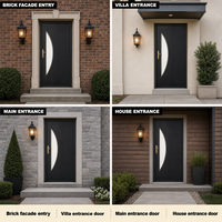 Porte d'entrée en acier moderne sur mesure de style français, cadre en acier, verre en croissant, porte simple pour villa, maison, entrée principale, porte de sécurité