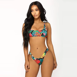 Traje de Baño de Bikini con Estampado Floral para Mujer, Diseño de Diseñador, Sostén Push-Up, Braguita Brasileña, Decoración de Flores 3D, Conjunto de 2 Piezas a Juego, Ropa de Playa - Product Image 5