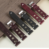 Bracelet de montre en cuir véritable respirant à fixation par ardillon, remplacement universel à dégagement rapide pour montre, tailles 18, 20, 22 mm