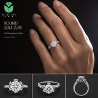 Bague en diamant cultivé en laboratoire 1,024 ct D-E VS, taille ronde, or massif 18 carats, bijoux pour femmes, certifiée NGTC
