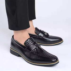 Chaussures Oxford pour homme en cuir véritable, style britannique haut de gamme, formelles, à lacets, bout pointu, fabriquées à la main, antidérapantes - Product Image 6