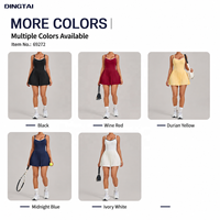 Robe de tennis plissée Dingtai pour femme, color block, dos ouvert, avec short intégré, poches, respirante, séchage rapide, extensible dans quatre directions, en nylon