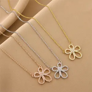 Colgante de acero inoxidable con forma de rosa para mujer, collar ajustable con 3 colores disponibles, para regalo