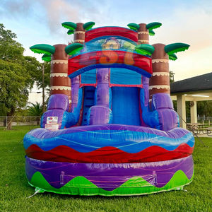 Offre Spéciale toboggan aquatique violet <span class=keywords><strong>palmier</strong></span> tropical commercial PVC marbre enfants <span class=keywords><strong>jeu</strong></span> de fête toboggan aquatique gonflable avec piscine - Product Image 1