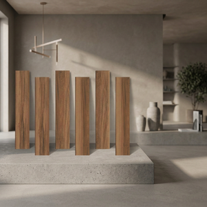 Baldosas de porcelana multicolor de 200x1200 mm con aspecto de madera mate para pisos y paredes, superficie rústica con grabado. - Product Image 1