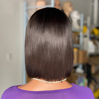 Perruque Courte Bob Transparente HD de Grade 10A, Sans Colle, Cheveux Humains Brésiliens, Vente Chaude Alibaba