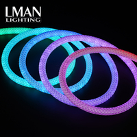 Bande néon tissée multicolore 360°, éclairage USB 5V, contrôlée par application, étanche pour extérieur, 5m, flexible, LED néon, CE