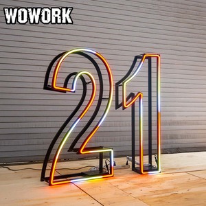 WOWORK 2026 - <span class=keywords><strong>Letras</strong></span> y Números Gigantes Plegables con Marco RGB de Neón para Decoración de Fiestas y Eventos - Product Image 6