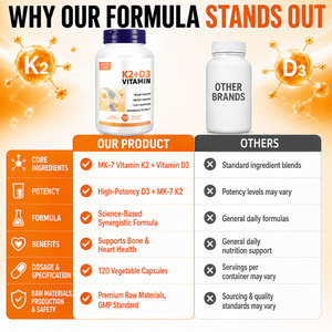 Vitamina K2 D3 de Alta Calidad para Apoyar la Salud Ósea, Natural, Sin Gluten, 120 Cápsulas de Vitamina K2 D3 para Adultos - Product Image 3