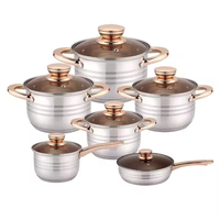 Set Peralatan Masak Stainless Steel 12-Piece Double Bottom, Kombinasi Wajan, Panci Susu, Panci Sup, Tanpa Lapisan