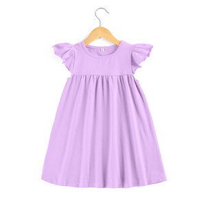 2023 NO MOQ Kids Girls abiti all'ingrosso Little Baby Blank Cotton Dress abbigliamento da ragazza - Product Image 3