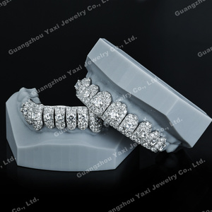 מותאם אישית גברים נשים תחתון עליון 10 8 6 hipop s925 זהב מלא מצופה perm לחתוך עגול יהלום מושלם moissanite שיניים grillz - Product Image 2