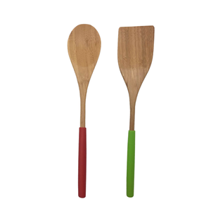 Ensemble d'ustensiles de cuisine en bois de bambou coloré, 20 pièces de 12 pouces - Product Image 1