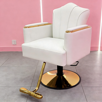 Fauteuil de Barbier Professionnel Moderne pour Salon de Spa, Inclinable, Réglable en Hauteur, Pivotant à 360°, en Acier Inoxydable (Plaqué Or)