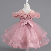Robe de princesse rose pour filles, robe de fête d'anniversaire pour enfants, robe en dentelle à fleurs, manches bouffantes en perles, jaune clair, en stock