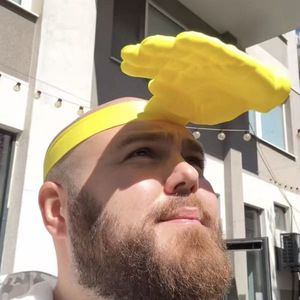 Chapeau de soleil rouge vif en forme de main, protection UV de taille palme jaune, visière d'été pour l'extérieur - Product Image 3