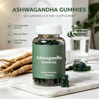 ASHWAGANDHA Gummies Fudge Source Factory 60 Gummies Véganes Améliorent l'Immunité Racine de Maca Vitamines D2 C