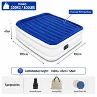 Matelas Gonflable Triple avec Pompe AC Intégrée, PVC Floqué, Rehaussé 40cm, Portable pour Maison, Camping, Hôtel, OEM
