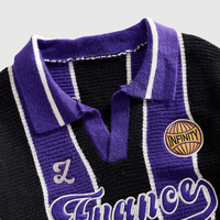 Pull tricoté personnalisé pour homme, 100 % coton, rayé, col en V, style vintage, avec logo personnalisé, OEM, ODM, vente en gros, faible MOQ