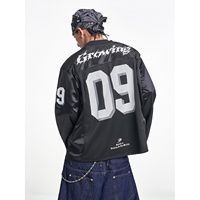 T-shirt unisexe respirant à manches longues en polyester, style rétro américain, col en V, imprimé hip-hop, pour le printemps et l'automne, idéal pour le sport et le cyclisme
